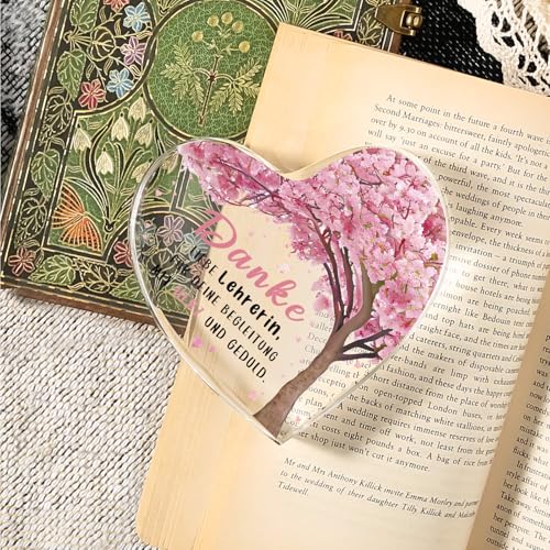 Gleevara Geschenk Erzieherin, Dankeschön Geschenke, Herzförmige Acryl Dekoration, Weihnachten, Danke Geschenk für Lehrer, Abschiedsgeschenk für Lehrerin im Kindergarten, Geburtstag, Ruhestand