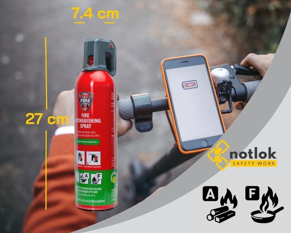 Estintore per incendi elettrici + A F | Estintore per Casa e Auto | Forma Spray | Mini Estintore Elettrico Portatile | Estintore Batterie Litio + Auto Elettrica | 1 pezzo, 750 ml