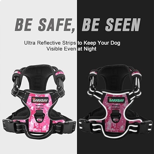 Miniatura 6 de Barkbay Arnés antitirones con clip frontal para perros, material resistente y reflectante, mango de fácil control para pasear perros grandes (color