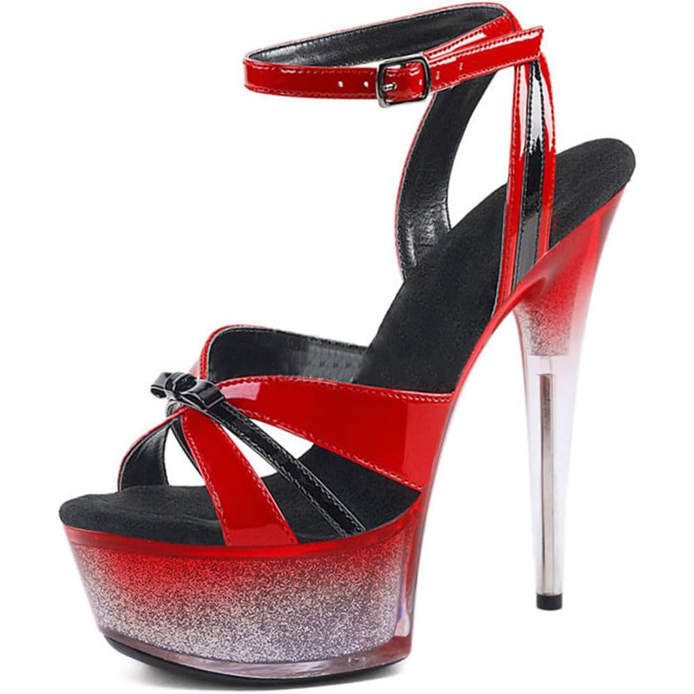 SPONYBORTY Women's 6 in Stiletto Glitter Platform High Heels Fashion Hollow Sandals Fetish High Heels Sexy Stripper Club Wedding Dress Pumps Shoes Size thigh/B/40EU