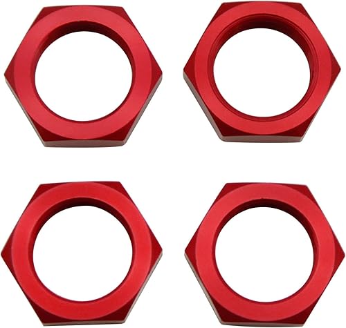 FLMLF Juego de tuercas de rueda de aluminio 24MM rojo para 15 escala Hpi RV Km Baja 5b RC piezas de coche