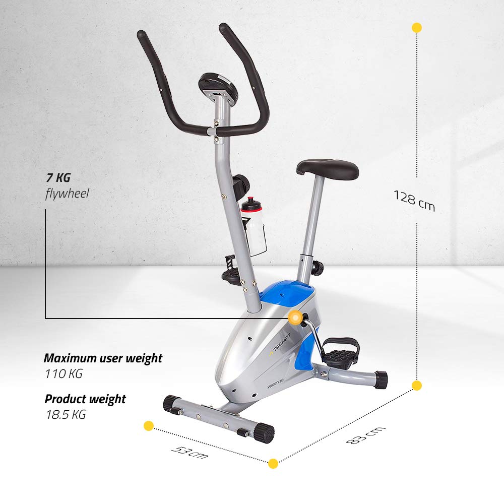 TechFit VeloCity rower magnetyczny do ćwiczeń fitness, urządzenie cardio z regulowanym siodłem, czujnikami tętna i monitorem LCD