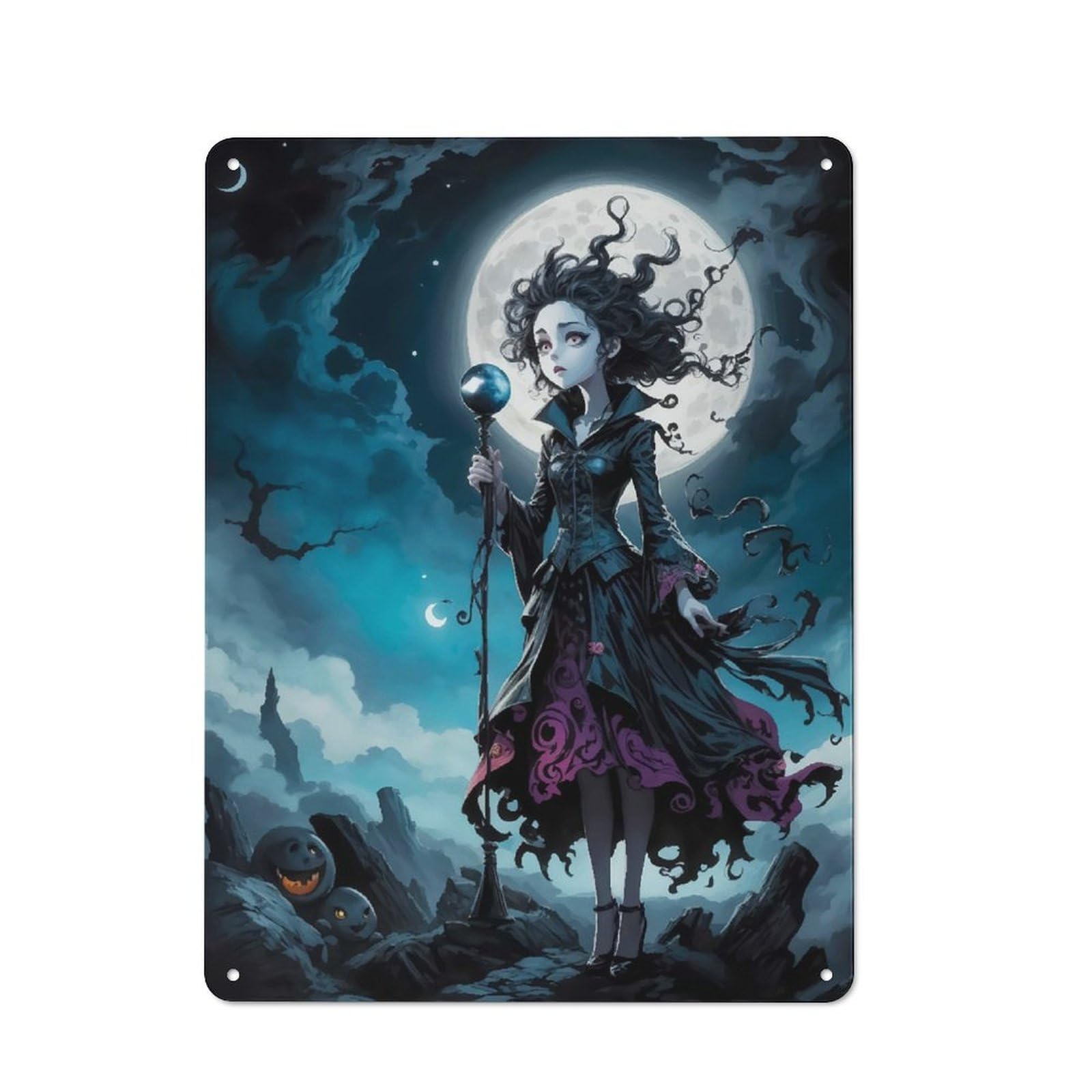 Junmoney Tenebrous Wizard Metal Plaque 40X30cm With For Pub Or Café, Rustic Decor, For Pub Decor Enthusiasts