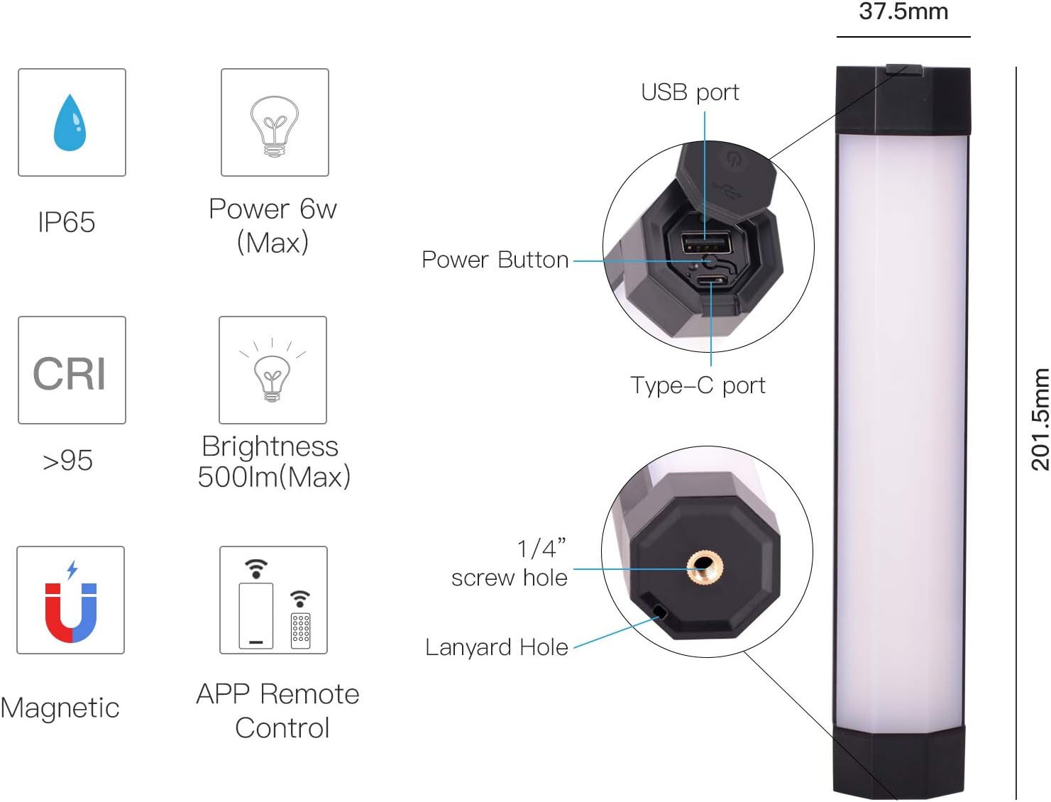 Blасk Frіdау Clеаrаnсе Handheld Photography Light Wand,Waterproof RGB Video Light for Video Recording Portrait TikTok,3000-6000K Led Tube Wand Lights P200 with APP and Remote Controller,4000mAh Built-in Magnetic