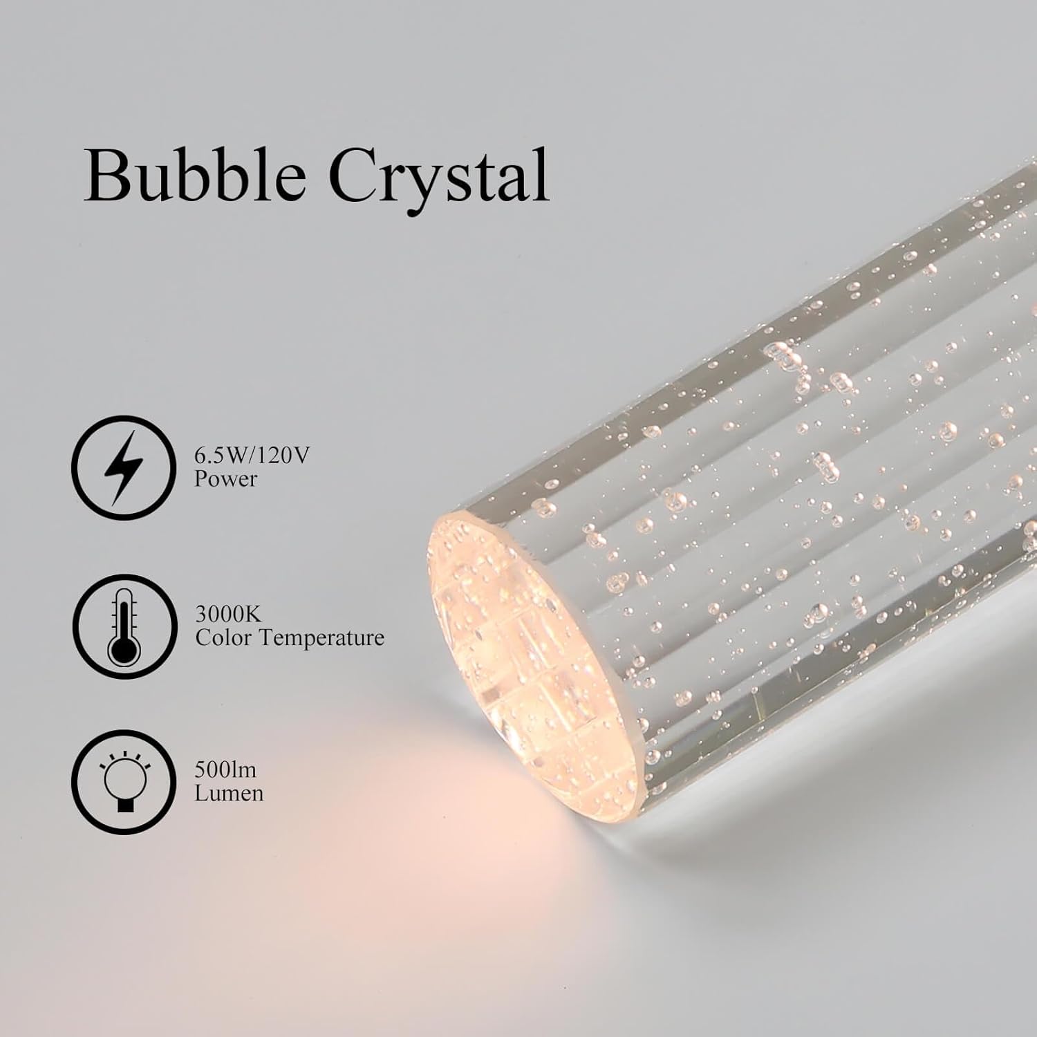 XiNBEi Lighting Pendant Light Fixtures, Black Pendant Lights Kitchen Island with LED Bulb & Bubble Crystal, Kitchen Hanging Lighting for Dining Table Hallway Bedroom Living Room XB-P1110-MB