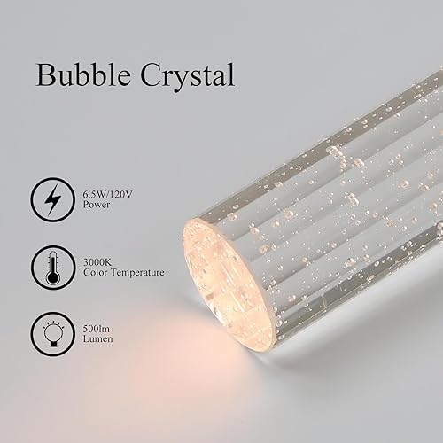 Miniatura 5 de XiNBEi Lighting Iluminación colgante 1 luz mini luces colgantes con cristal y cristal de burbuja, lámpara colgante moderna cromada con bombilla LED