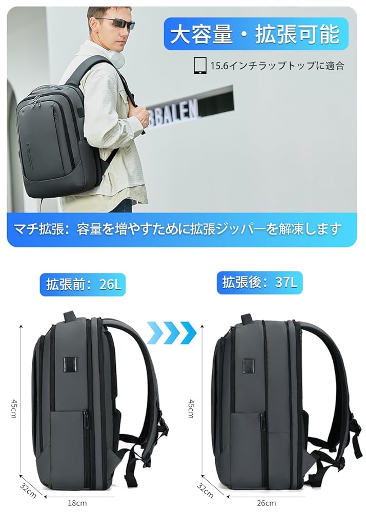 【防水性優れたリュック】15.6インチ対応 ビジネスリュック 大容量 Amazon.co.jp: [HEVUMYI] リュック ビジネスリュック 防水