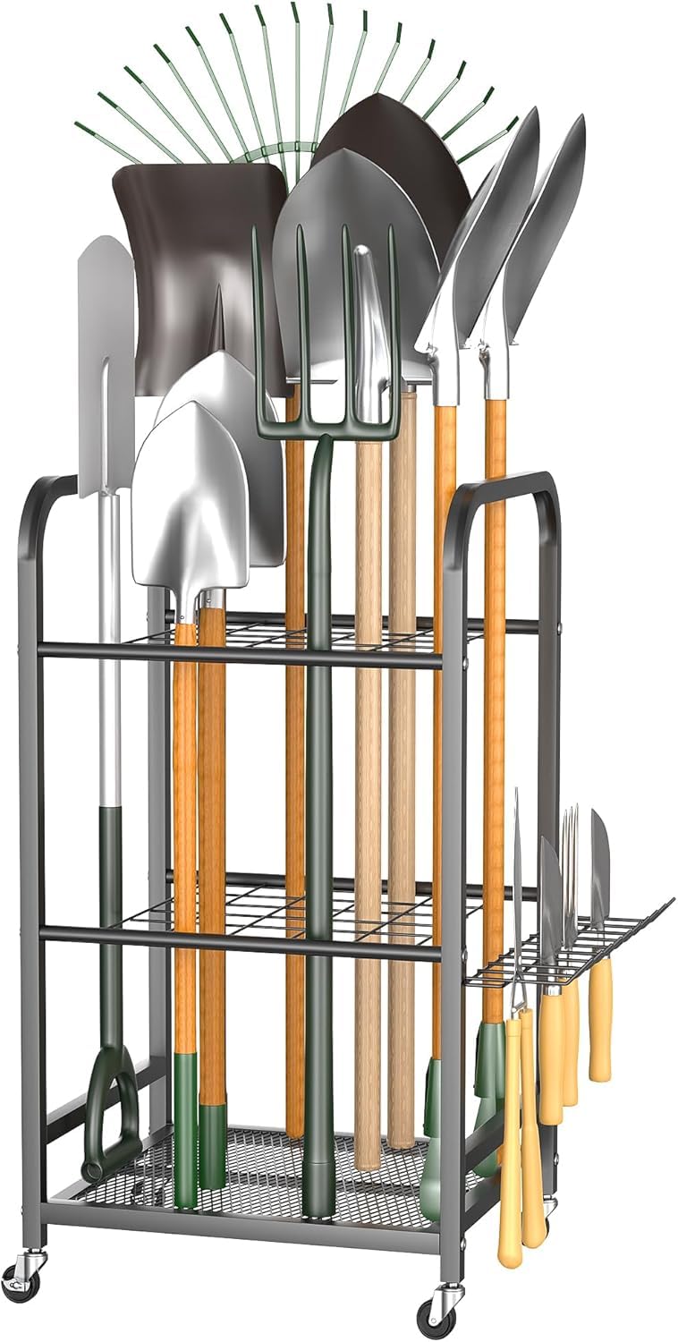 98572 Broom stand/cleaning mop stand home/office commercial spaces/toilet brush holder Garden Tool Organizer and Storage, Yard Stand Garage Tool, Racks for Indoor/Outdoor - Black-image-8