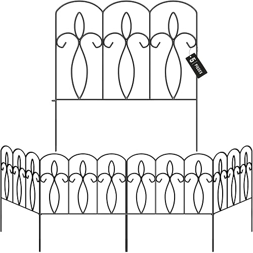 Sorbus Garden Fence, 10ft Decorative Patio Fencing for Yard, Garden Edging Border Gate, Animal Barrier, (Set of 5 Panels)