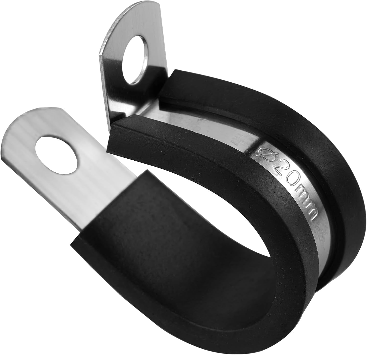 3/4 Inch R-Type Rubber Cushioned Insulated Clamp, 304 Stainless Steel Cable Clamp for Secure Pipe Fastening or Wire Cord Installation(20 Pack)