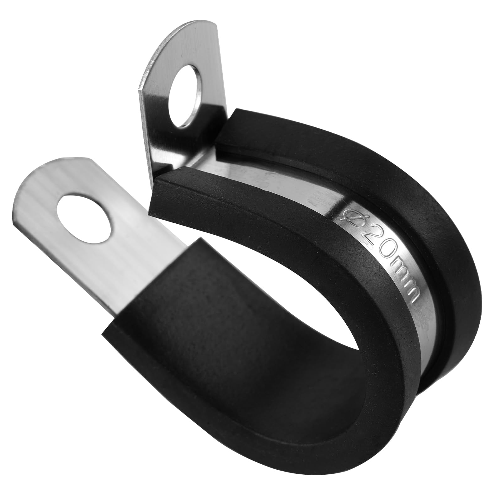 GZXUNFA 3/4 Inch R-Type Rubber Cushioned Insulated Clamp, 304 Stainless Steel Cable Clamp for Secure Pipe Fastening or Wire Cord Installation(20 Pack)