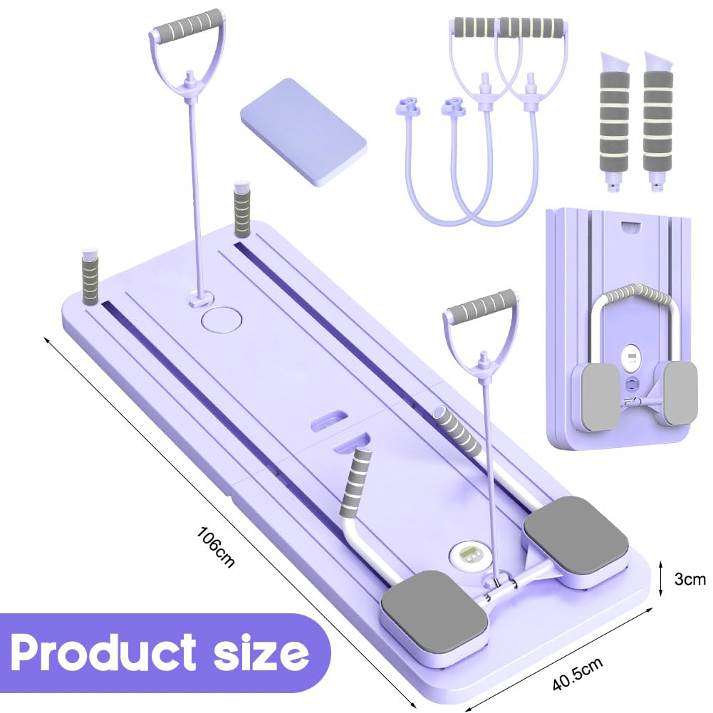 DASIAUTOEM Pilates Board, Pilates Reformer Set, Faltbarer Pilates Reformer Fitnessgeräte Für Zuhause, Bauch Trainingsgerät mit Automatischer Rückprall und Spannseil Für Home Workout Equipment