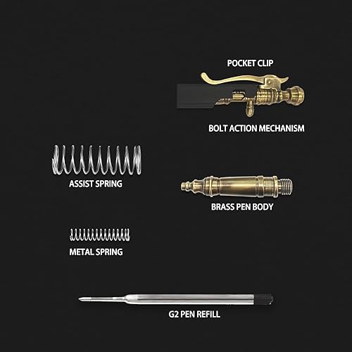 Miniatura 26 de EDC Bolt Action Pen - Bolígrafo de latón macizo hecho a mano, bolígrafo táctico de metal para regalo de hombres, herramienta de escritura al aire