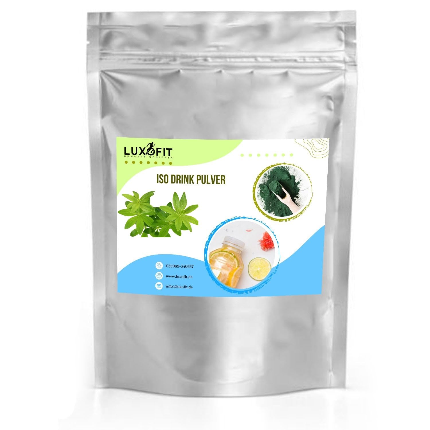 Luxofit Waldmeister Getränk isotonisch Iso Drink Pulver, Elektrolytgetränk, für Sport und Freizeit, mit natürlichen Farbstoffen, schnelle und einfache Zubereitung (10 Kg)