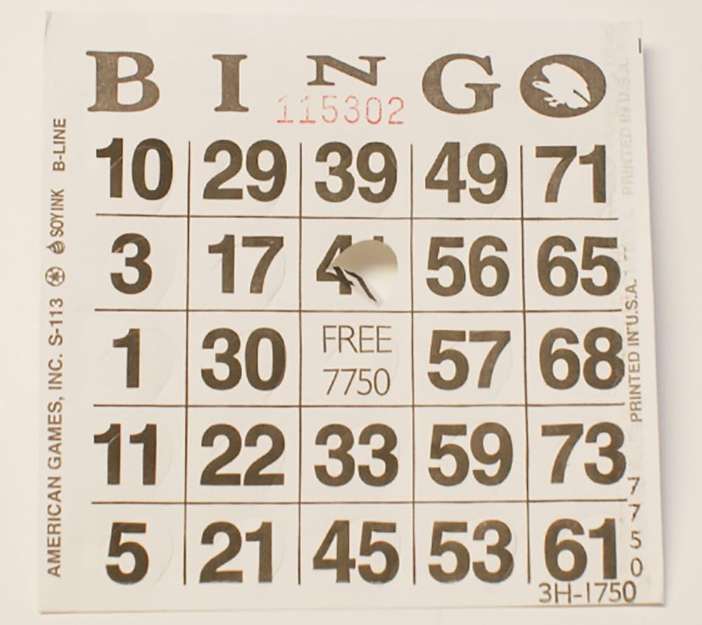 American Games Punchout Bingo Cards-250 ct (Choose Color Below)