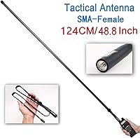 Vista 2 de Abbree SMA - Antena de banda dual hembra VHF/UHF 144/430 MHz antena de látigo suave de alta ganancia para radio bidireccional Baofeng UV-5R UV-82.