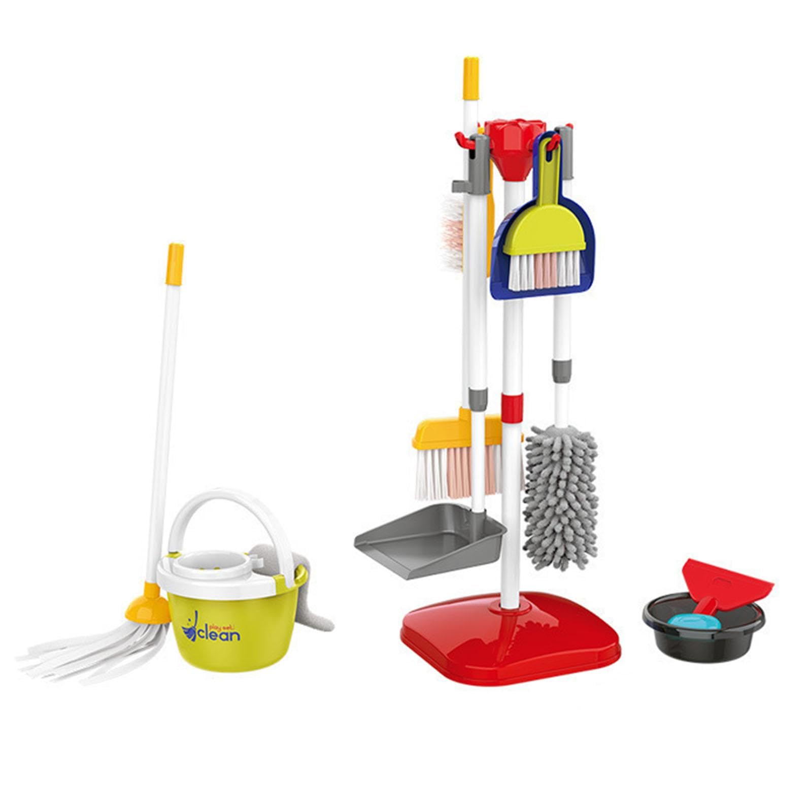18 Pezzi Set Pulizie Giocattolo per Bambini con Scopa Paletta Spazzola Mop Attrezzi Educativi per Sviluppo Domestica Adatti a, 18 Pollici