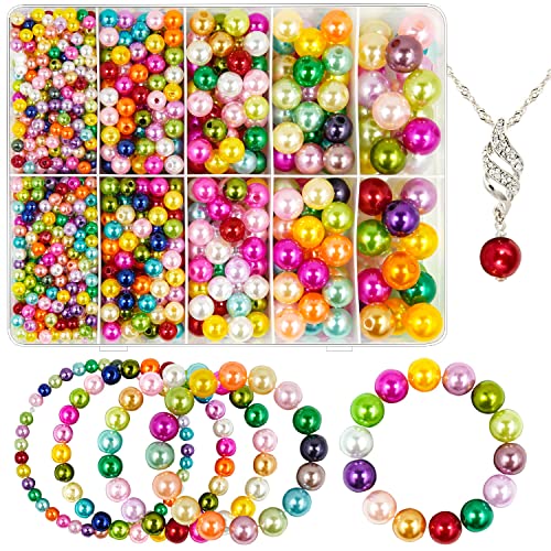 Multicolor Pearl Beads for Jewelry Making, 1750pcs Mixed Color Pearl Craft Bead with Hole 4mm 6mm 8mm 10mm 12mm Loose Spacer Bead for Necklace Bracelet Earrings Ring Choker Wedding Dress Decor
