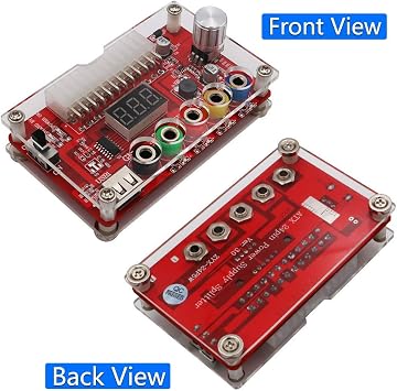 ATX Power Supply Breakout Board and Acrylic Case Kit with ADJ Adjustable Voltage Knob, Supports 3.3V, 5V, 12V and 1.8V-10.8V (ADJ) Output Voltage, 3A Maximum Output, Reset Protection