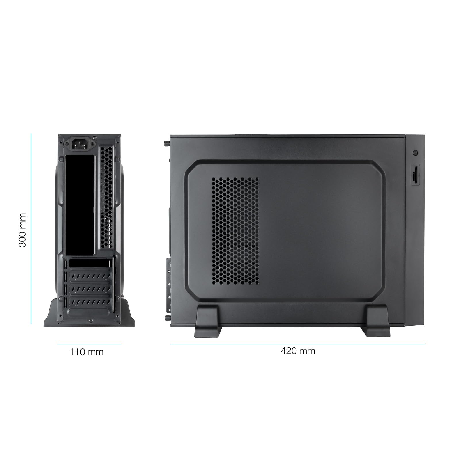TOOQ TQC-3008U3C - Caja Slim Micro-ATX/Mini-ITX, Lector de Tarjetas SD/TF, Incluye Fuente de Alimentación Micro-ATX/SFX 500W, Color Negro