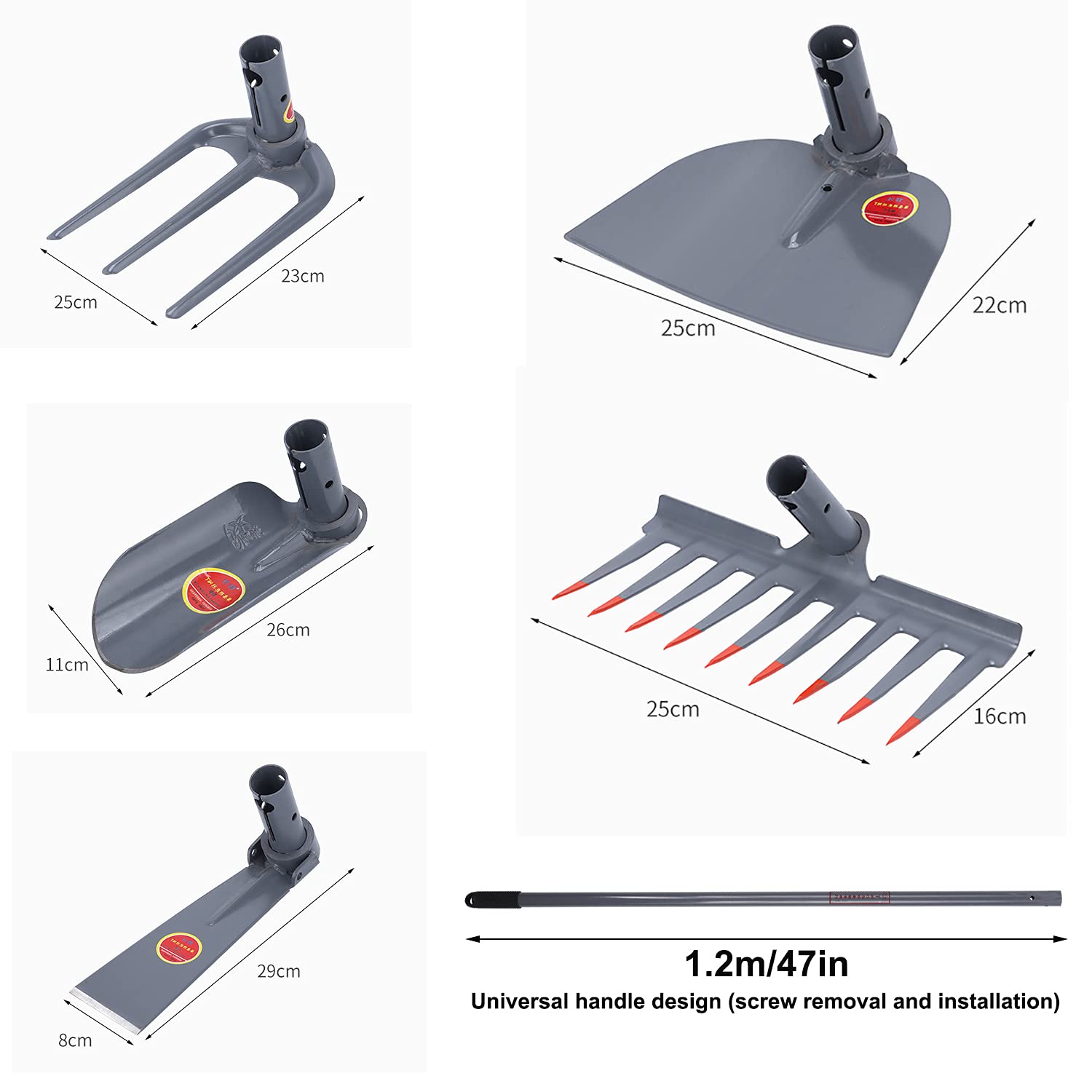 Juego de Espadas para Herramientas de jardín,Palas de excavación de Acero al manganeso Que Incluyen una Pala con Cabeza de Flecha para jardinería,un rastrillo de jardín,una azada (7 Piece Set)