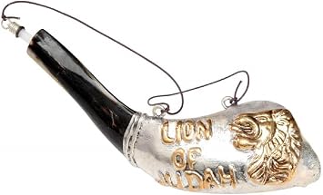 Amaizing silver ram shofar 16 "-17" أسد مسياني من يهوذا زيت مسحة نادر