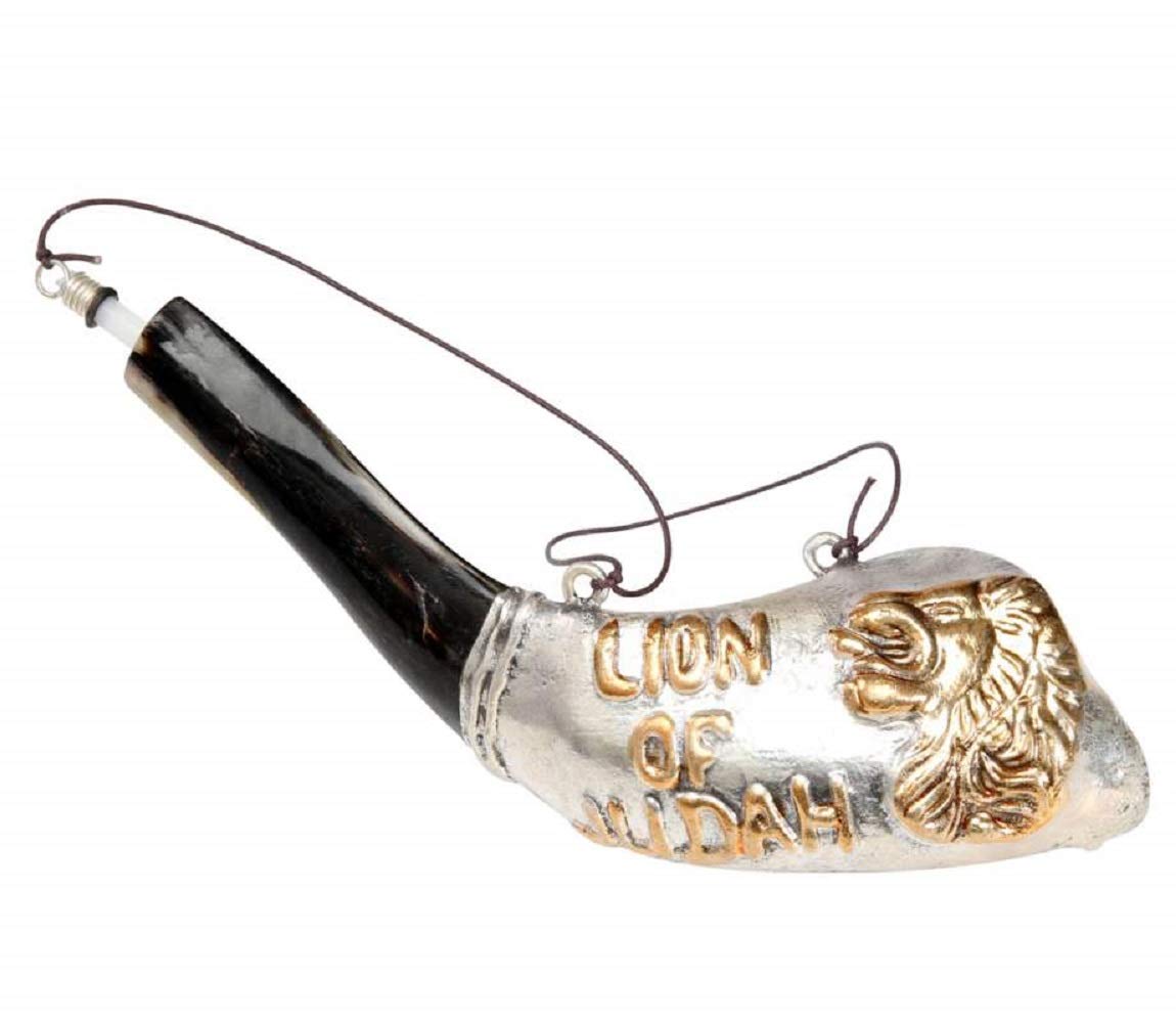 Amaizing srebrny ram shofar 40 cm - 43 cm Mesjaniczny lew Judaha olej do smarowania rzadki