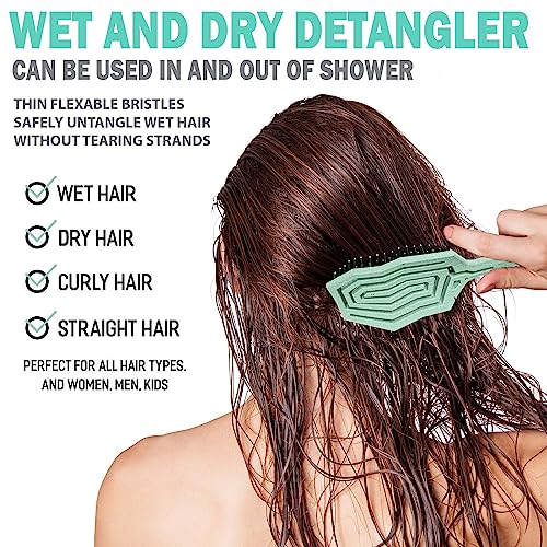 Fiora Naturals HB-G001 Hair Detangling Brush -100% Bio-Friendly Detangler Hair Brush W/Ultra-Soft Bristles- Glide Through Tangles thumb #2