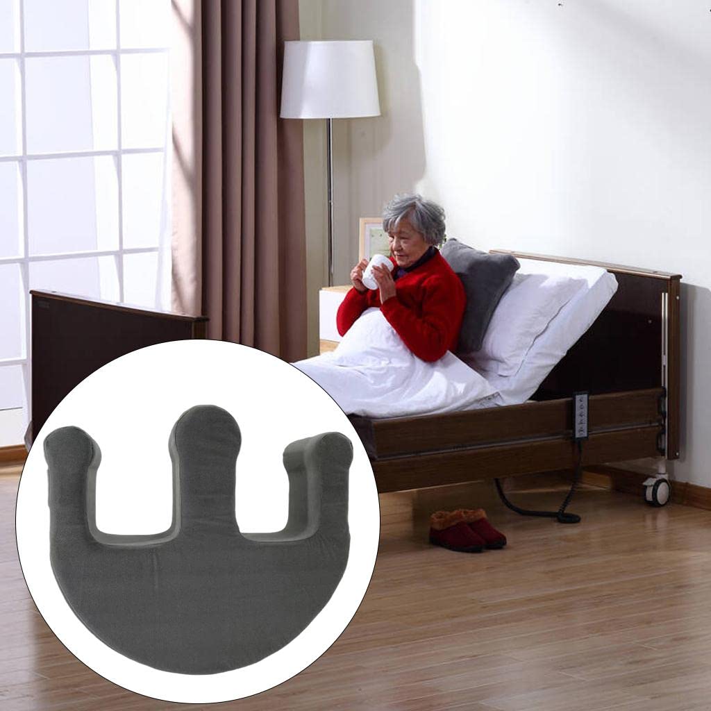 Almohada en U para Pacientes Cojín Asistente para Enfermería de Ancianos Postrados Dispositivo Multifuncional Antiescaras Impermeable Adecuado, Franela Gris