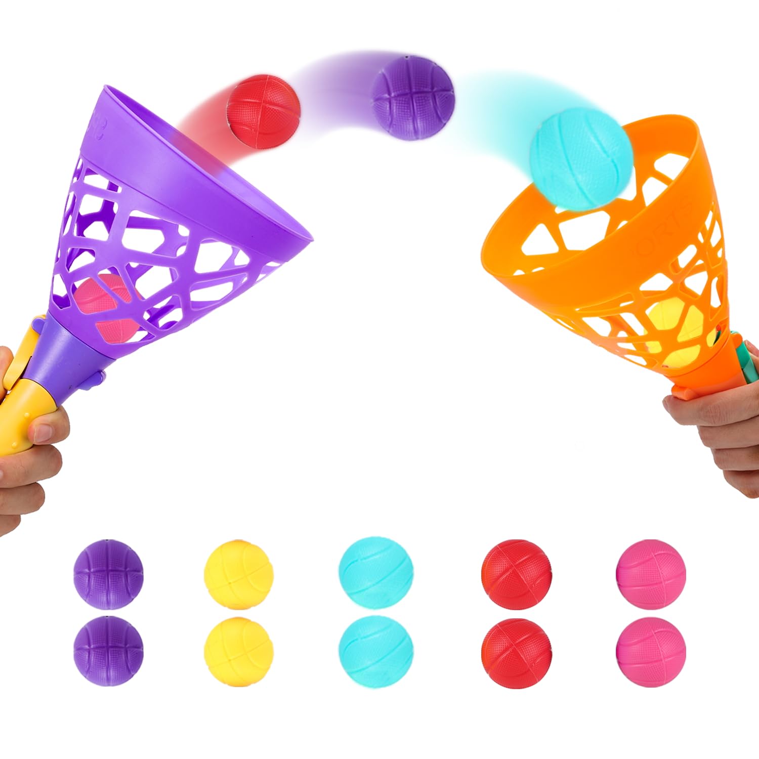 Outdoor Indoor Games Activities for Kids, Pop and Catch Ball Family Games with 2 Launcher Baskets and 10 Balls, Basket Stuffers Birthday Party Gifts Toys for Kids Ages 3 4 5 6 7 8 12+ Years Old