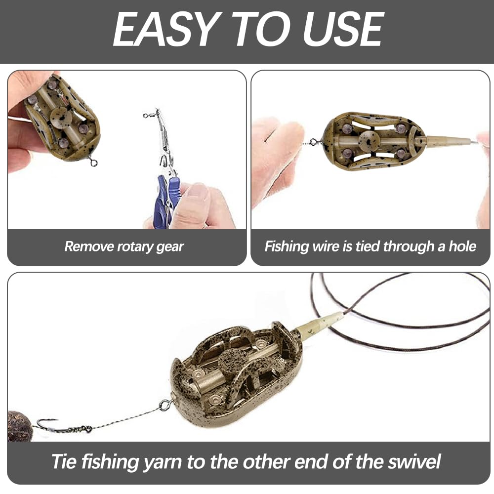 Alimentador de Pesca 3 Piezas Comederos 20/30/40g con Molde de Liberación Rápida Accesorios Carpa