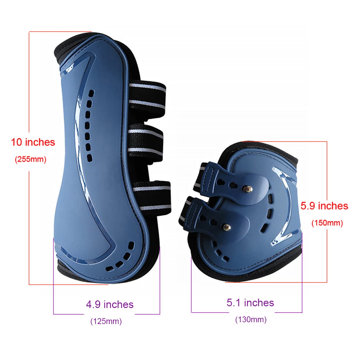 Stecche sportive per cavalli, protezione per gambe anteriori e posteriori, per scuola, competizione, set da 4 (L, nero)