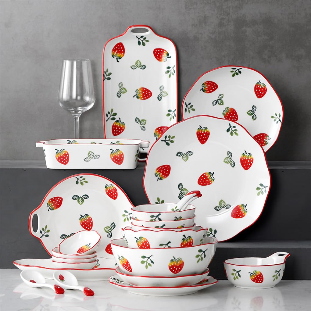 Amazon.com: WAIT FLY Lovely Strawberry Ceramic Baking Dishes with