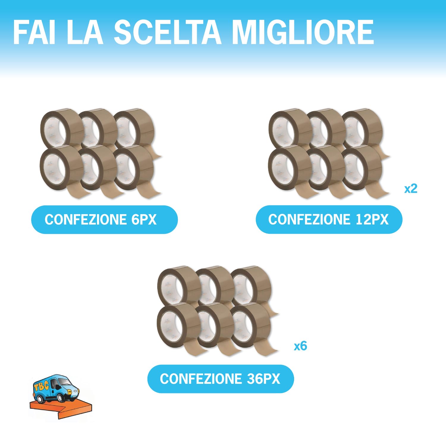 36 ROTOLI DI NASTRO ADESIVO SILENZIOSO AVANA 50X66, SCOTCH DA