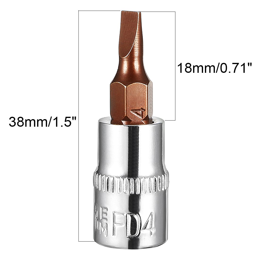 Sourcingmap 2pcs 1/4" Drive x 4mm Slotted Bit Socket, S2 Steel Bits CR-V Sockets 1.5" Length Use with Ratchet Wrench - Image 4