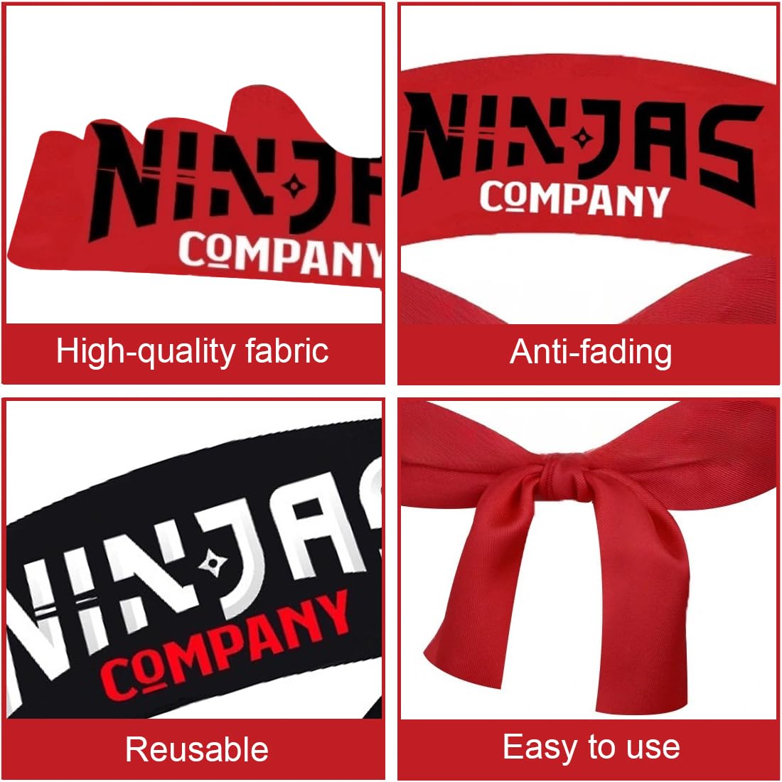 8 bandeaux ninja pour fête, bandeaux ninja, décorations d'anniversaire pour enfants, cadeaux pour fête ninja, adaptés aux fêtes sur le thème du karaté, aux fêtes d'anniversaire