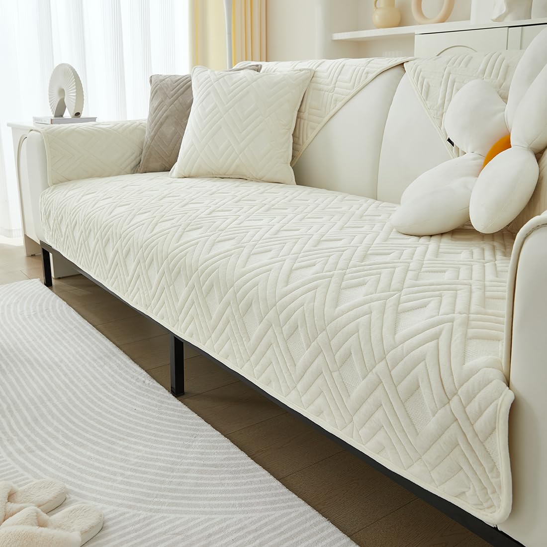 Housses de coussin en velours géométrique kaki 45x45
