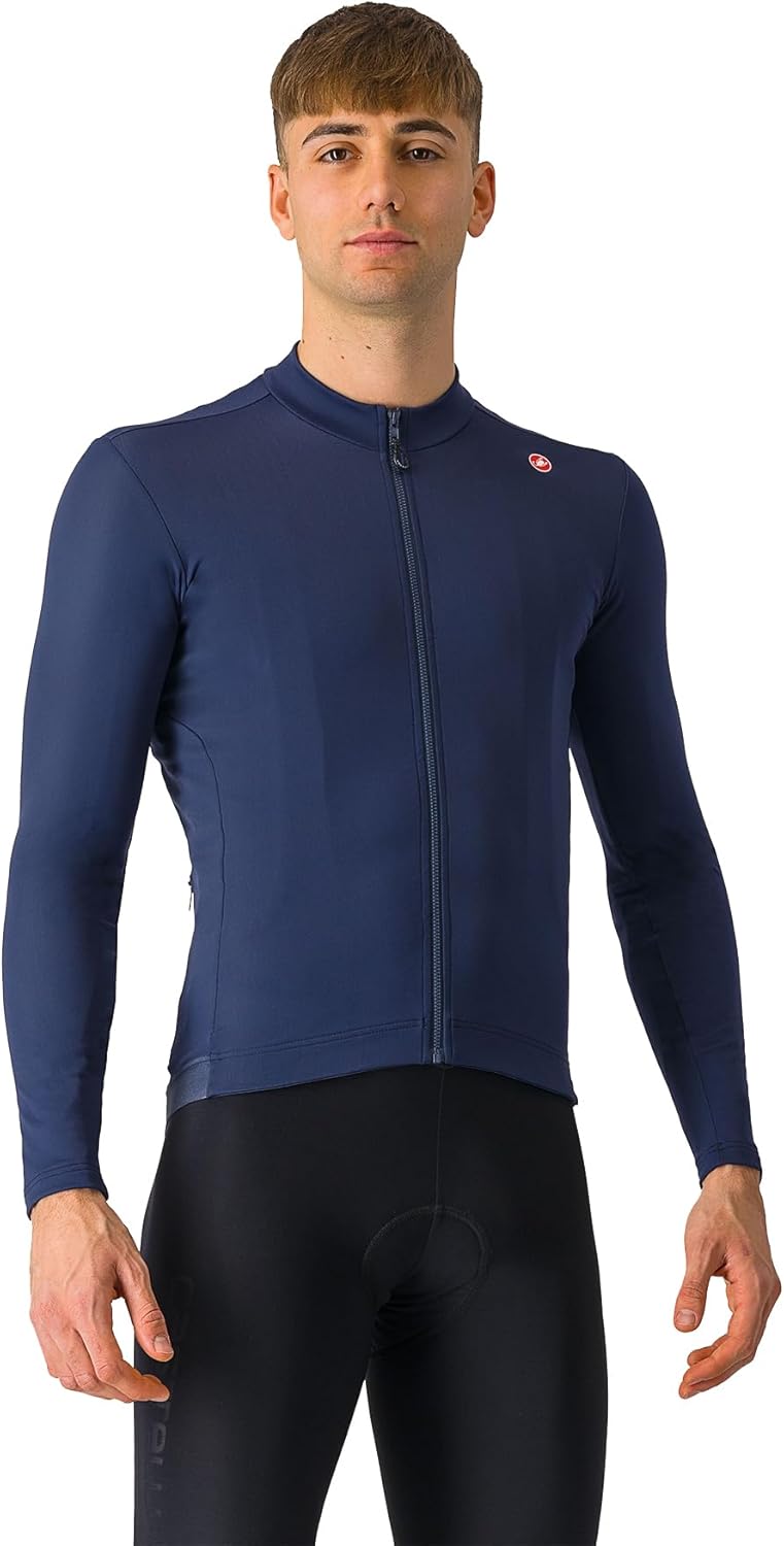 CASTELLI Men’s Espresso Thermal Jersey, Long Sleeve Full Zip Up Fleece Lined Jersey for Road & Gravel Cycling and Biking