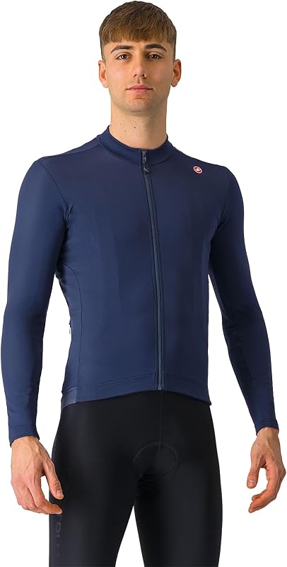 CASTELLI Men’s Espresso Thermal Jersey, Long Sleeve Full Zip Up Fleece Lined Jersey for Road & Gravel Cycling and Biking
