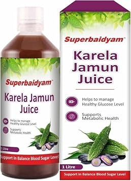Jamun Karela Juice for Blood Sugar Support, Metabolic Health Support, Natural Blend, 1 Litre| Band -superbaidyam