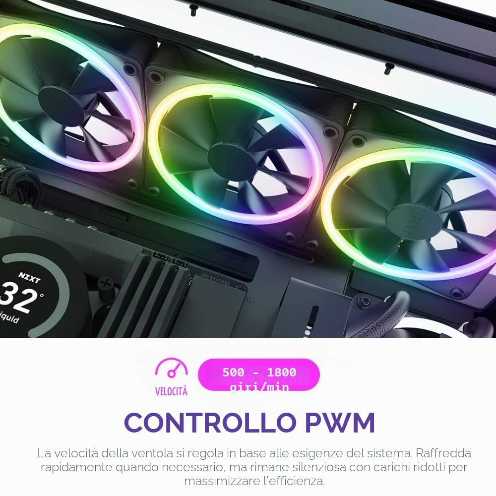 NZXT F140 RGB Duo confezione doppia e controller RGB [nero] 2 ventole per case PC RF-D14DF-B1 FN1832