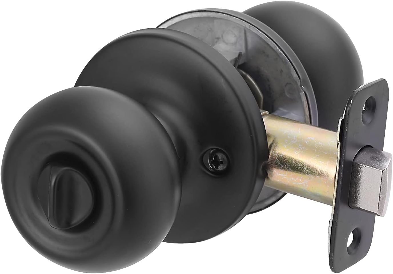 Amazon Basics Bedroom/Bathroom Door Knob With Lock, Coastal, Matte Black