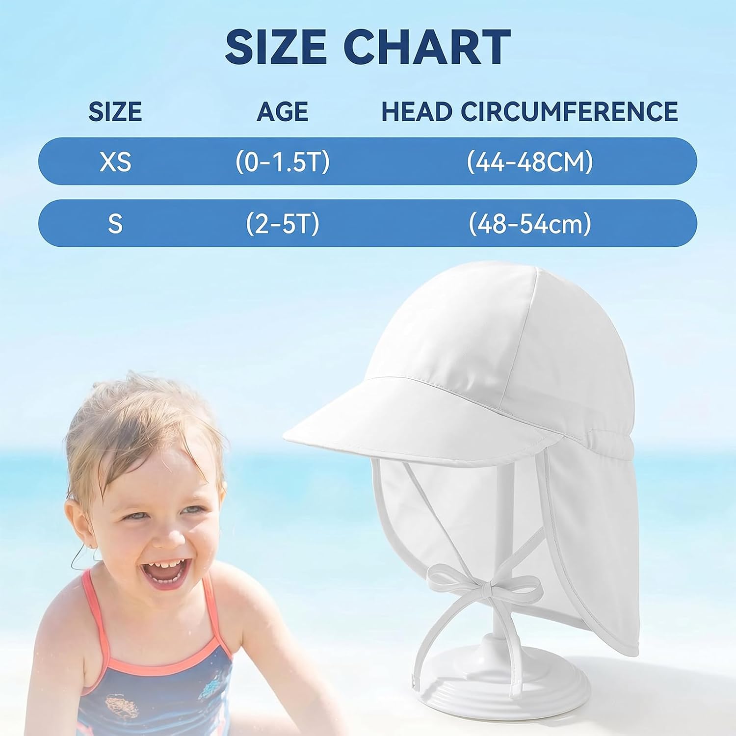Baby Sun Hat with Neck Flap Adjustable Beach Hats Summer Beach UV Protection Essentials for Baby Boys Girls