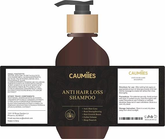 Caumies Herbal Anti-Hair Loss Shampoo for Thinning Hair | Refreshing Oil Control & Root Activation with Ginger & Polygonum Extract | Men & Women - 300ml