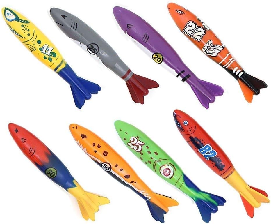 Kaptin 8 Pack Swimming Pool Diving Toy for Pool Use, Throwing Swimming Pool Water Toys