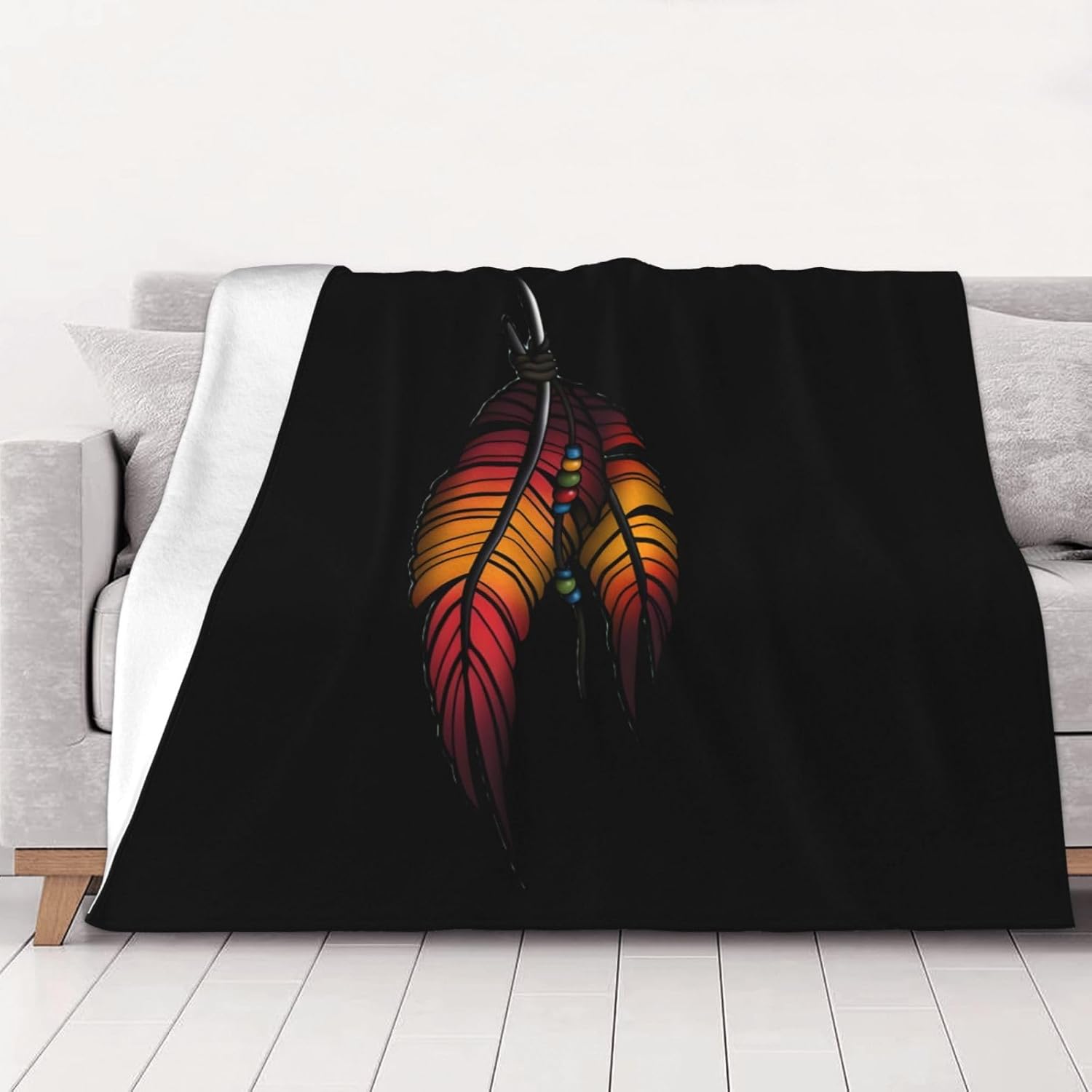 Native American Indian Feathers Soft Cozy Fleece Blanket