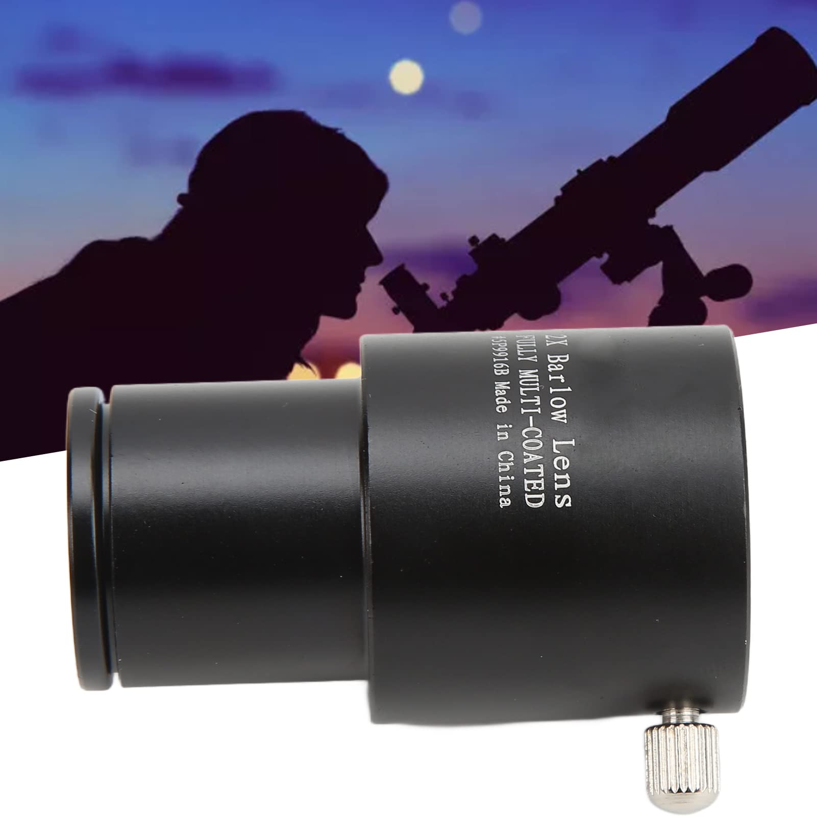 Lentille Barlow 2X, Lentille Barlow Optique Entièrement Multicouche de 0,965 Pouce, Lentille Barlow Métallique 24,5 Mm avec Film Vert FMC pour Oculaire de Télescope Astronomique