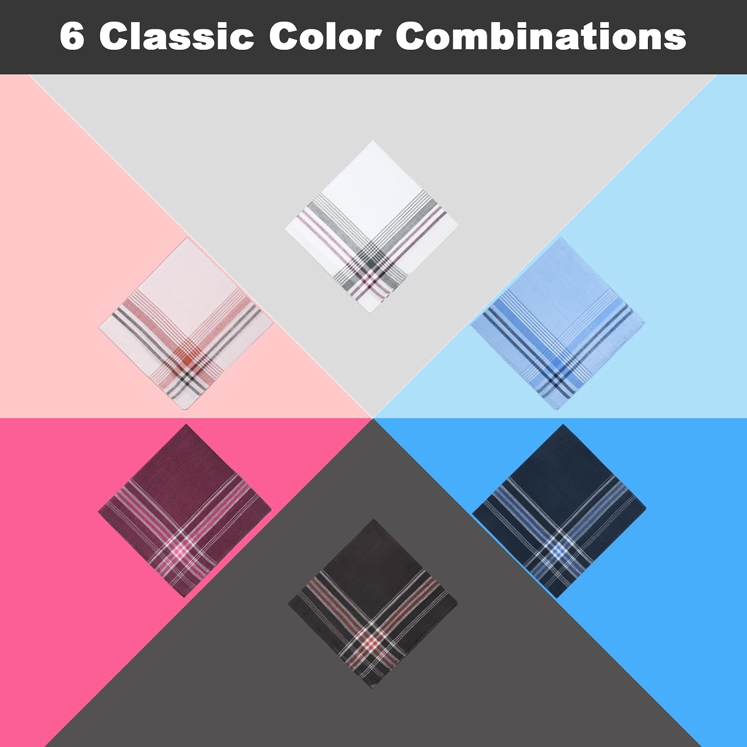 WOXVM Men's Handkerchiefs 12 Pack Soft Handkerchiefs for Men Premium Assorted Mens Pocket Square Gents Hankies, Gifts for Men Women