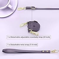 Vista 5 de Lacass Funda compatible con iPhone 14 PRO MAX de 6.7 pulgadas 2022, funda cruzada con doble cremallera, desmontable, magnética, de piel, tipo