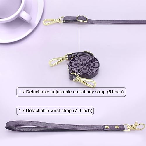 Miniatura 5 de Lacass Compatible con Samsung Galaxy S22 Ultra 5G 2022 - Cadena cruzada con doble cremallera desmontable de cuero magnético, funda tipo cartera con